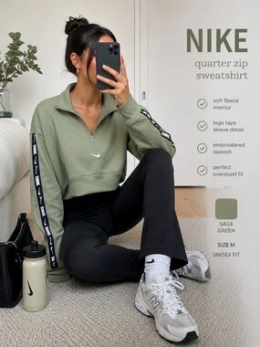 Nike Sage Green Quarter Zip Sweatshirt Pullover Medium